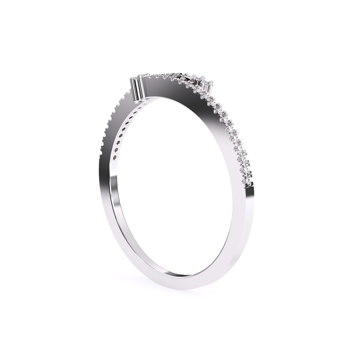 Trendy Round Diamond Bypass Wedding Band